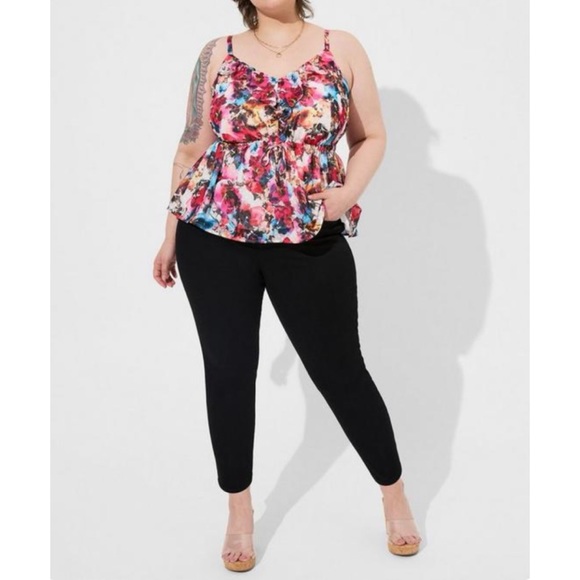 🆕 Floral Chiffon Clip Dot Ruffle Tie Waist Tank 2 2X 18 20 NWT Torrid New! - Picture 2 of 7